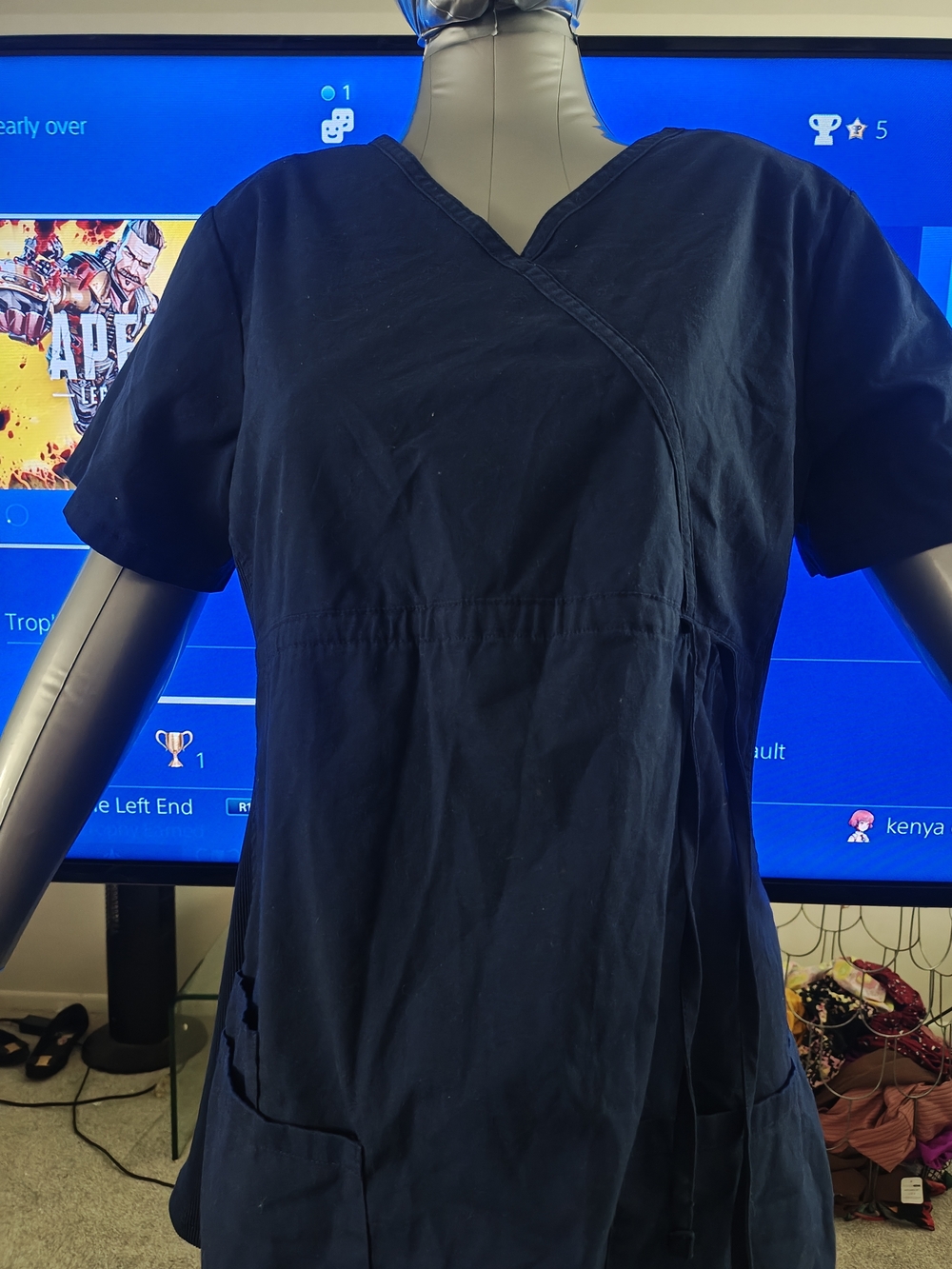 Women’s Navy Blue Scrub Top - Classic V-Neck